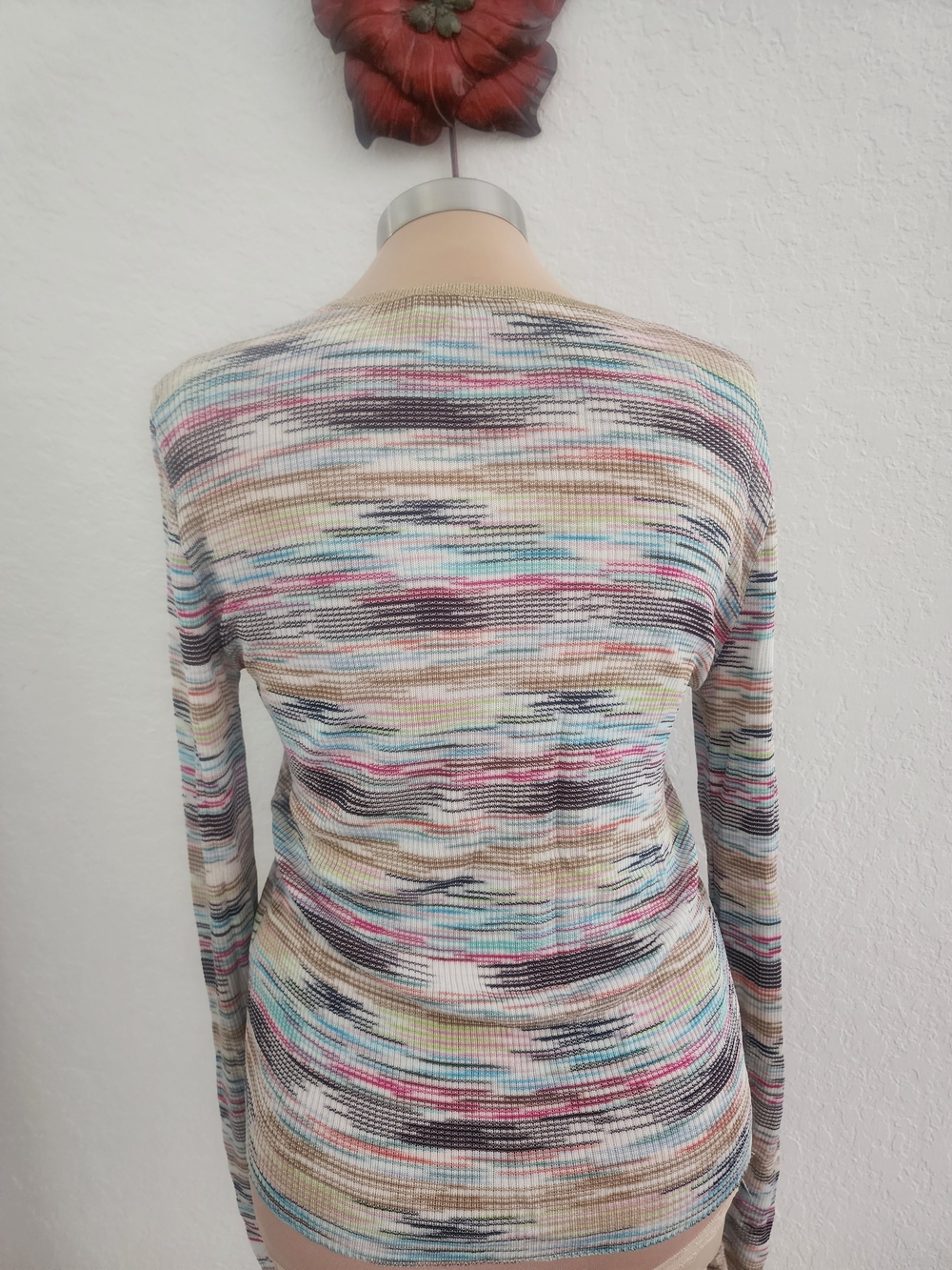 M MISSONO | Multicolor Striped V-Neck Button Cardigan - Picture 11 of 16